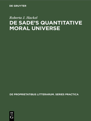 cover image of De Sade's quantitative moral universe